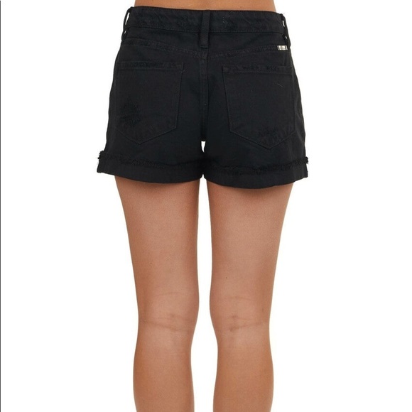 Kancan Woman’s High Rise Stretchy Black Distressed Jean Shorts - Size W9 - Picture 10 of 10